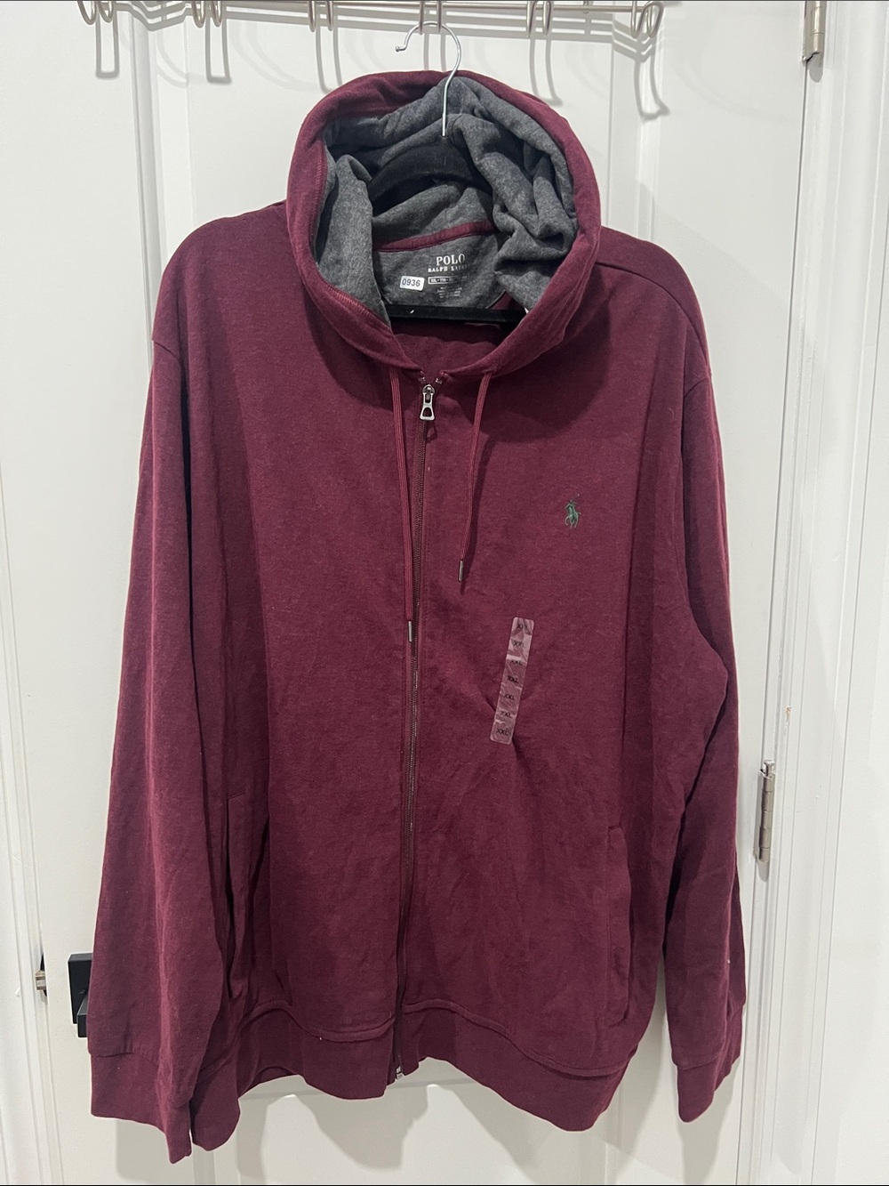 Polo by Ralph Lauren Burgundy Full-Zip Hoodie Size XXL